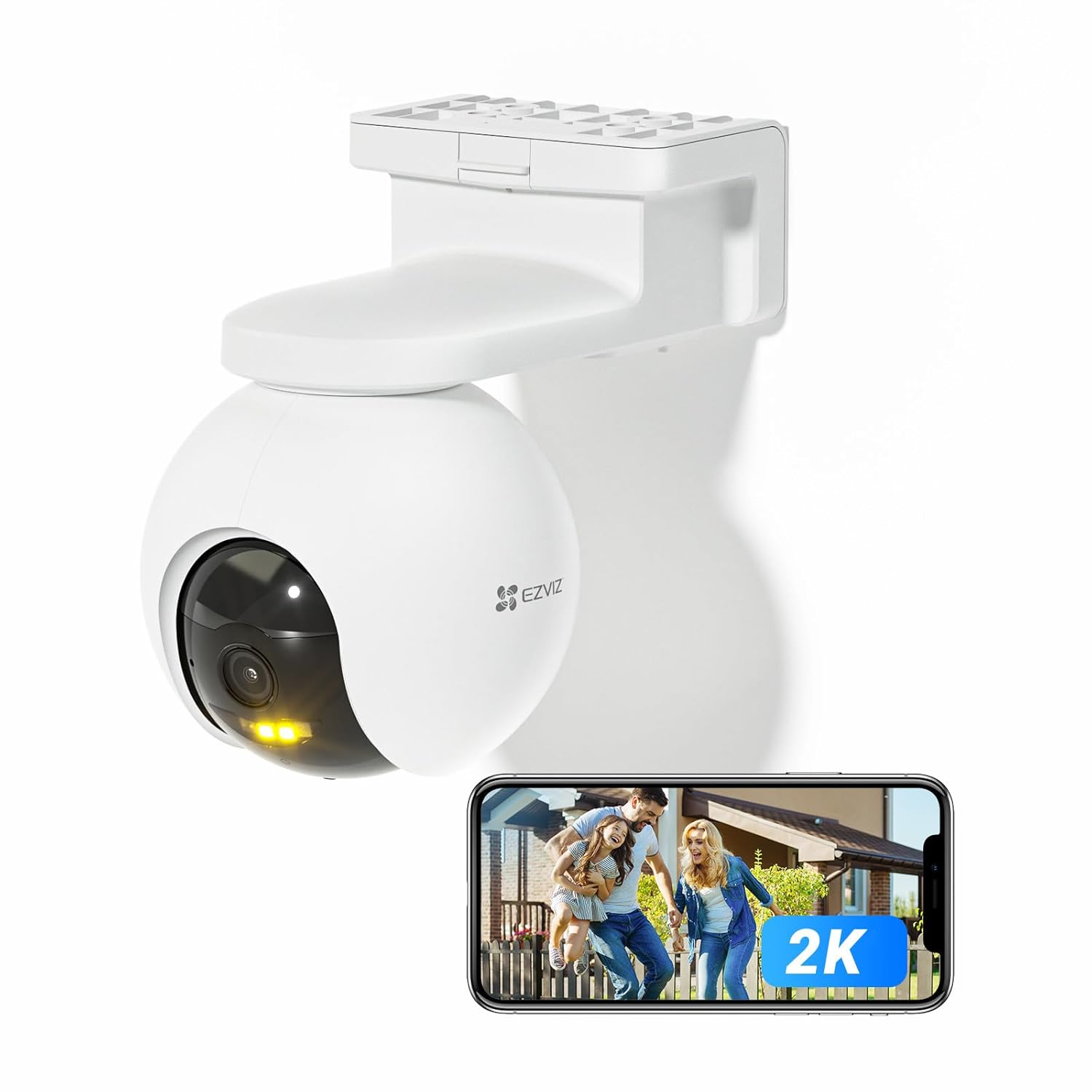 EZVIZ HB8-4G Simbased Battery-Powered Pan & Tilt Camera, Wireless,|2K+/3MP Resolution|360° Coverage|Smart Human Motion Detection|Weatherproof Design|Two-Way Talk|Microsd Card (Up to 512 GB)|White.