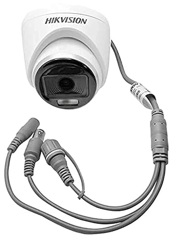 HIK Color-VU DS-2CE70DF0T-PF 2 MP Night Vision Dome Indoor CCTV, Compatible for All HIKVISION 2MP and Above DVRs 3.6 mm Lens and Light Distance 20 m (Wired, White, 1080p)