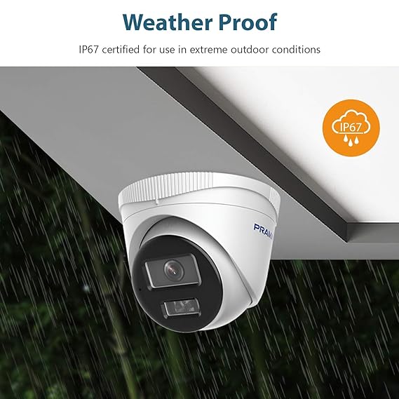 PRAMA PT-NC123D3-WNM(D2) 2MP Fixed Turret Network Camera with Smart Dual Light, Built-in Mic & IP67 | Included PVC Stickers