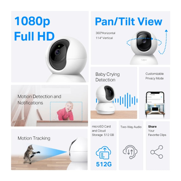 Tapo| TC70 Pan/Tilt Home Security| Wi-Fi Camera