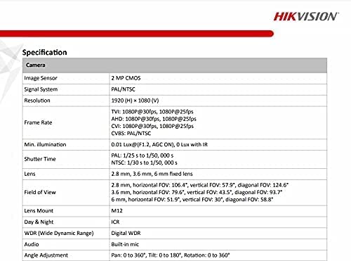 HIKVISION 2MP Outdoor Wired HD1080p with inbuilt Mic for Audio Recording DS-2CE16D0T-ITPFS + USEWELL BNC/DC, White