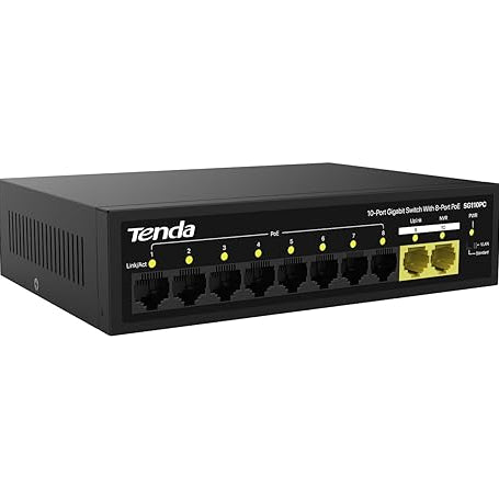 Tenda SG110PC 10-Port Gigabit Lite PoE Switch with 8-Port PoE (Black)