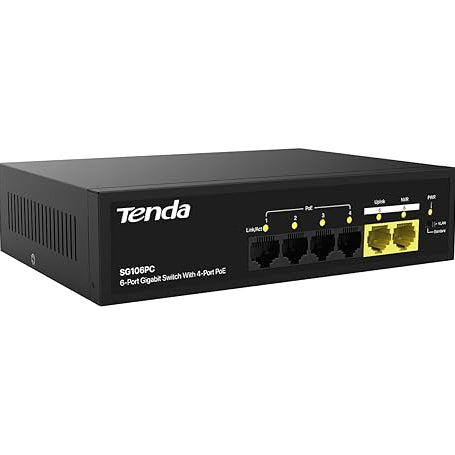 Tenda SG106PC 6-Port Gigabit Lite PoE Switch with 4-Port PoE (Black)