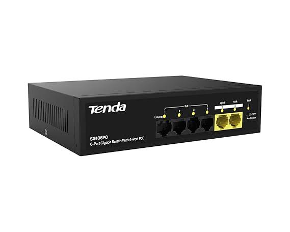 Tenda SG106PC 6-Port Gigabit Lite PoE Switch with 4-Port PoE (Black)
