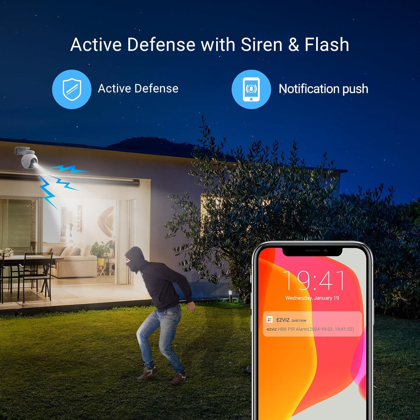 EZVIZ HB8-4G Simbased Battery-Powered Pan & Tilt Camera, Wireless,|2K+/3MP Resolution|360° Coverage|Smart Human Motion Detection|Weatherproof Design|Two-Way Talk|Microsd Card (Up to 512 GB)|White.