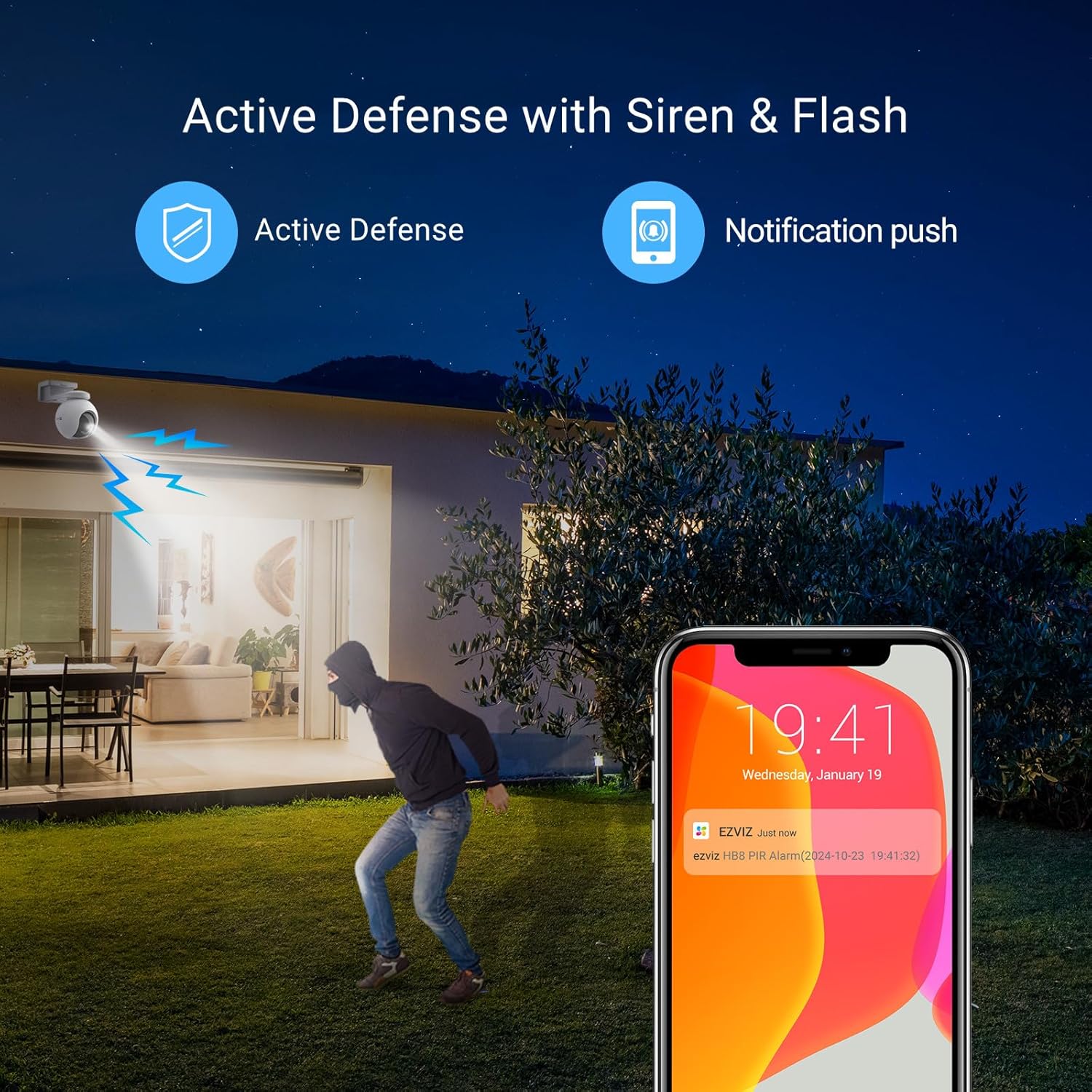 EZVIZ HB8-4G Simbased Battery-Powered Pan & Tilt Camera, Wireless,|2K+/3MP Resolution|360° Coverage|Smart Human Motion Detection|Weatherproof Design|Two-Way Talk|Microsd Card (Up to 512 GB)|White.