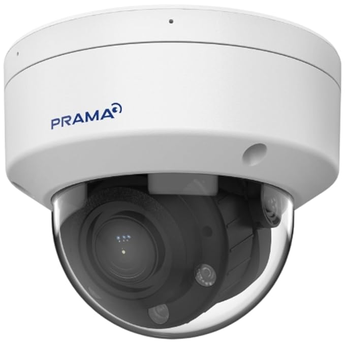 PRAMA PT-NC147D3-WNRAM(D2) 4 MP Dual Light Varifocal | Dome Network Camera |Built-in Mic | IP67 Included PVC Stickers