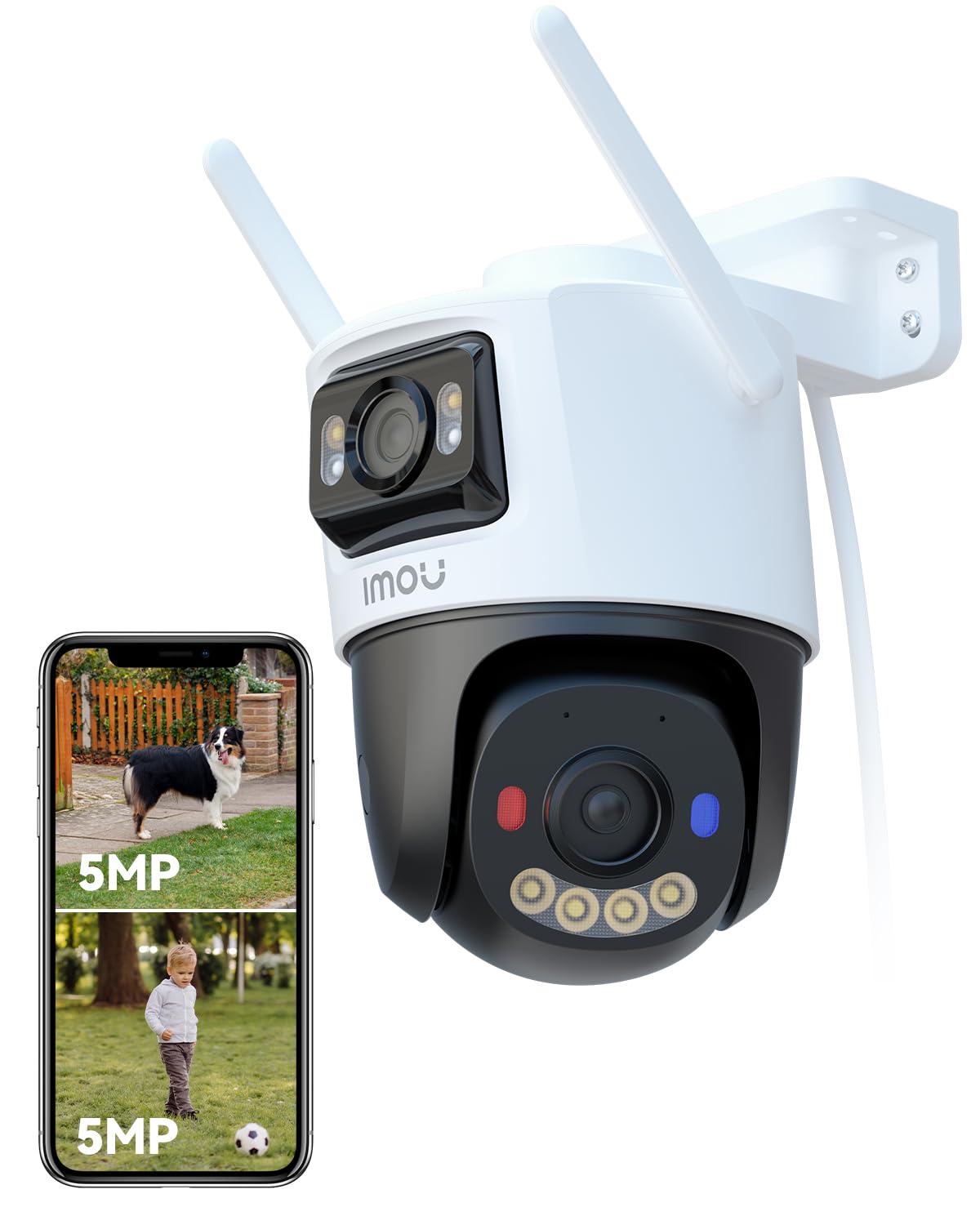 Imou 5MP+5MP Dual Lens CCTV Camera Home Outdoor | Pan-Tilt Wi-Fi Camera | AI Human and Vehicle Detection, Smart Color Night Vision | Red-Blue Warning Light | Two Way Talk | Privacy Mode | Weatherproof