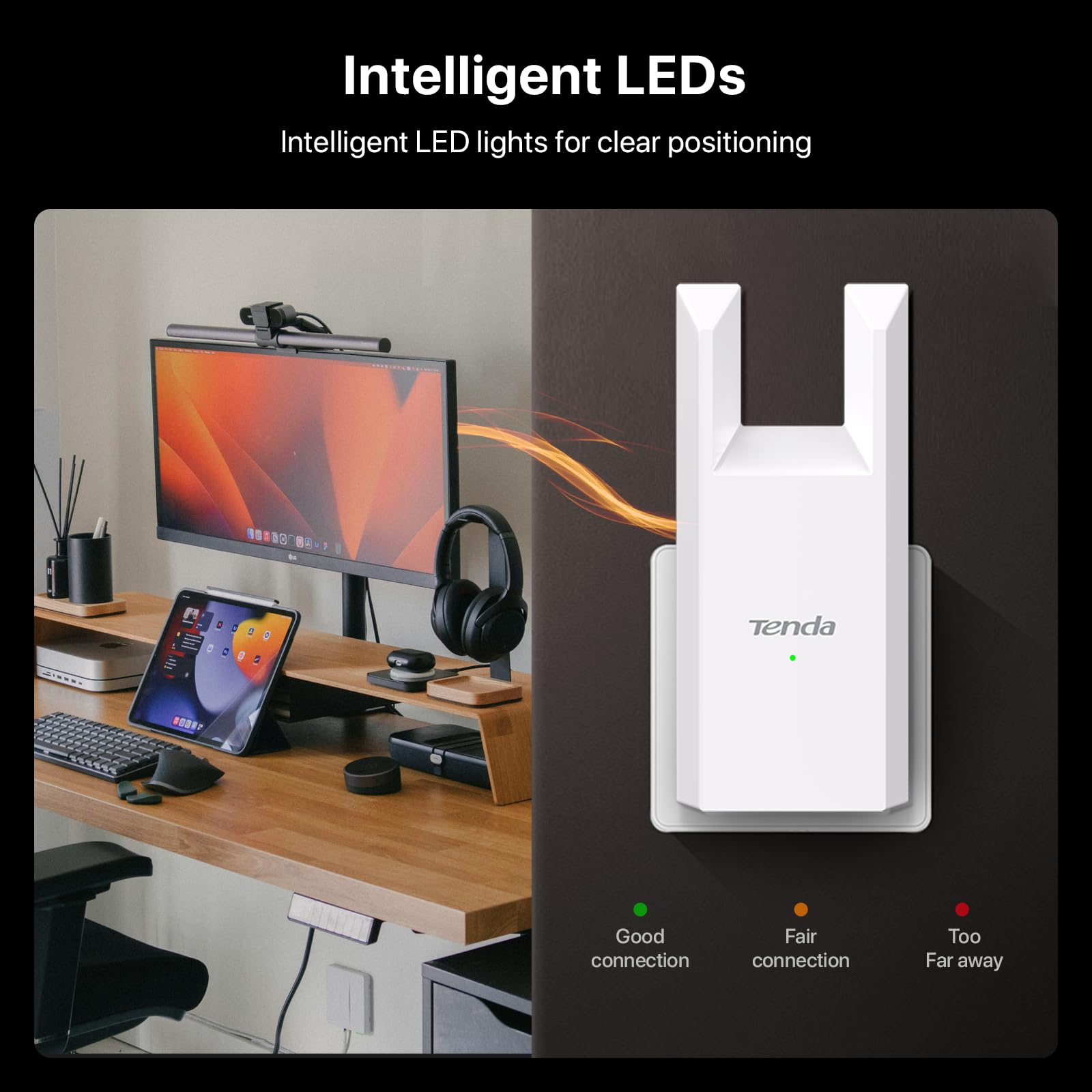 Tenda WiFi Extender N300, WiFi Extender Signal Booster, with Ethernet Port, Up to 800 Sq. Ft.,Single Band WiFi Booster, Repeater Mode&AP Mode,Easy Setup,2.4GHz only(R10-WT)