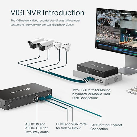 VIGI NVR1008H VIGI 8 Channel Network Video Recorder | H.265+ | 80 Mbps Video Access Bandwidth | Two-Way Audio | Remote Monitoring | ONVIF