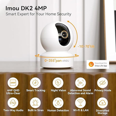 Imou 4MP 2.5K QHD Image Smart CCTV Security WiFi Camera for Home, 360° Coverage, AI Human Detection, Siren Alarm, Night Vision 10M, 2-Way Talk, Get 256GB SD Card Free
