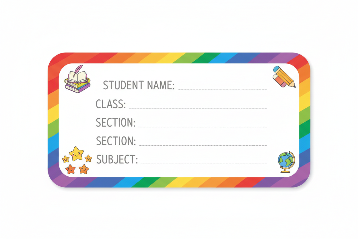 Name slip/ Students Name label for pasting in note books